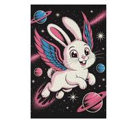 Puzzles pour Adultes 75x50cm/1000pcs Winged Rabbit in Space Cartoon Puzzle pour Adultes - Décoration Murale - Découpe De Précision - Activités Ludiques À La Maison 75x50cm/1000pcs