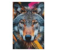 Puzzles pour Adultes 75x50cm/1000pcs Wolf Portrait with Abstract Strokes Puzzles pour Adolescents Jeu Familial Décoration Parfaite Difficile À Compléter 75x50cm/1000pcs