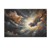 Puzzles pour Adultes 75x50cm/1000pcs Wolves in The Cosmic Sky Puzzles pour Adolescents, Jouets Anti-Stress, Décoration Murale, pour Les Gamers 75x50cm/1000pcs