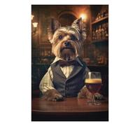 Puzzles pour Adultes 75x50cm/1000pcs Yorkshire Terrier in Pub Puzzles pour Adolescents Jeux De Société pour Passer Le Temps À La Maison Cadeaux d'anniversaire Et De Noël Uniques 75x50cm/1000pcs