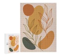 Puzzles pour Adultes Abstract Botanical Art with Earth Tones Minimalist Nature Puzzle pour Adultes, Jeu Familial, Défi Difficile, Cadeaux pour Les Amis Et La Famille 500 PCS