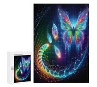Puzzles pour Adultes Abstract Butterfly with Glowing Elements Puzzles Anti-Stress pour Adultes - Décoration Parfaite - Difficile Et Stimulant 300 PCS