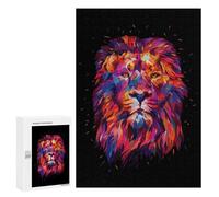 Puzzles pour Adultes Abstract King Lion Puzzles pour Adolescents, Jouets Anti-Stress, Décoration Murale, Cadeaux Uniques pour Anniversaire Et Noël 300 PCS
