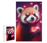 Puzzles pour Adultes Adorable Red Panda with Heart Puzzle pour Adolescents Améliore La Mémoire Difficile Et Stimulant Idéal comme Cadeau 1000 PCS