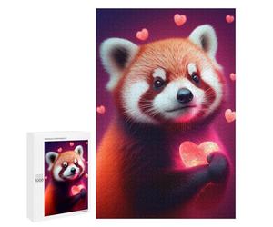 Puzzles pour Adultes Adorable Red Panda with Heart Puzzle pour Adolescents Améliore La Mémoire Difficile Et Stimulant Idéal comme Cadeau 1000 PCS