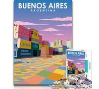 Puzzles pour Adultes Affiche de Voyage à Buenos Aires Puzzles pour Adultes 1000 pièces, Anti-Stress Défi Difficile Décoration d'intérieur Unique et Cadeaux 26x38cm