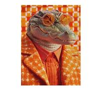 Puzzles pour Adultes Alligator in Orange Style Suit Puzzle pour Adultes, Jouet, Décoration Murale, pour Les Amis Et La Famille 1000pcs(52x38cm)