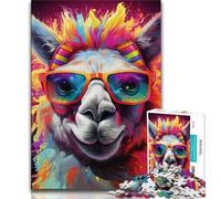 Puzzles pour Adultes Alpagas colorés 1000 pièces pour Adolescents Jeux en Famille Cadeaux d'anniversaire de Noël (38x26cm)