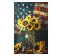 Puzzles pour Adultes American Flag Sunflowers Bouquet Puzzles pour Adolescents, Jouets Anti-Stress, Décoration Murale, Cadeaux Uniques pour Anniversaire Et Noël 1000pcs(75x50cm)