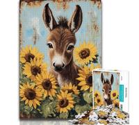 Puzzles pour Adultes Âne et Tournesol 1000 pièces, Jouets éducatifs et éducatifs, Jeux familiaux avec Affiche et fiche de Questions-réponses Assorties 38x26cm
