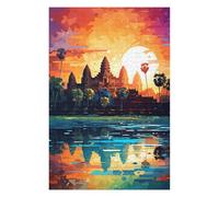 Puzzles pour Adultes Angkor Wat Sunset Reflections -4 Puzzle pour Adultes - Jeu Manuel - Cadeau De Décoration Idéal pour Les Amis Et La Famille