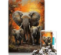 Puzzles pour Adultes, Animaux africains, éléphants, Jouets éducatifs, Jeux Anti-Stress, idéal comme Cadeau pour Toute la Famille à partir de 14 Ans, 38x26cm
