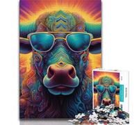 Puzzles pour Adultes Animaux Buffalo 1000 pièces, Difficiles à réaliser, mais Amusants et Humoristiques, Cadeau d'anniversaire, Cadeaux, Art Mural 50x75cm