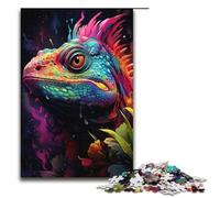 Puzzles pour Adultes Animaux psychédéliques colorés caméléon Puzzle en Bois de 1000 pièces pour Enfants de 12 Ans et Plus décoration d'intérieur 1000 pièces (38 x 26 cm)