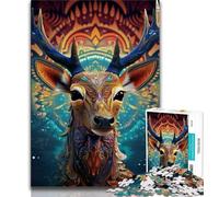 Puzzles pour Adultes Animaux Rennes 1 000 pièces Cadeaux pour Adolescents Collection d'artistes Beaux-Arts à partir de 14 Ans (38x26cm)