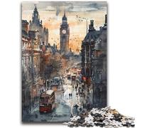 Puzzles pour Adultes Aquarelle Londres Big Ben, Jeu Familial Anti-Stress Défi Difficile Une œuvre d'art pour Les 14 Ans et Plus 50X75CM