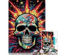 Puzzles pour Adultes Art Crâne Adolescent Puzzle, Soulagement du Stress Staycation Tuer Le Temps Interaction Parent-Enfant (Taille 38x26cm)