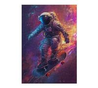 Puzzles pour Adultes Astronaut Skateboarding in Space Puzzle pour Adultes, Décoration Murale, Découpe De Précision, Cadeaux d'anniversaire Et Cadeaux Uniques 1000pcs(38x26cm)