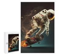 Puzzles pour Adultes Astronaut Skateboarding in Space Puzzles pour Adolescents, Jouets Anti-Stress, Décoration Murale, Cadeaux Uniques pour Anniversaire Et Noël 1000 PCS