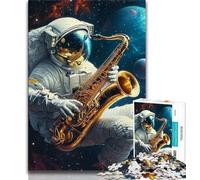 Puzzles pour Adultes Astronaute Jouant du Saxophone Puzzles pour Adolescents 1000 pièces Jouets éducatifs et éducatifs Jeux familiaux Cadeau d'anniversaire Cadeaux (26x38cm)