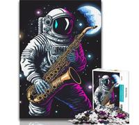 Puzzles pour Adultes Astronaute Saxophone 1000 pièces Puzzles pour Adolescents Jeux éducatifs Décoration d'intérieur Offrez des Cadeaux pour Toute la Famille (38x26cm)