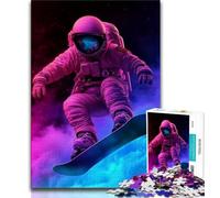 Puzzles pour Adultes Astronaute Surf dans l'espace Puzzles pour Adultes 1000 pièces Jouet éducatif intellectuel décompressant Cadeaux du Père Noël Secret (26x38cm)