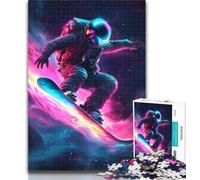 Puzzles pour Adultes Astronaute Surf dans l'espace Puzzles pour Adultes 1000 pièces, Jouet éducatif intellectuel décompressant Cadeaux du Père Noël Secret 26x38cm