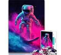 Puzzles pour Adultes Astronaute Surf dans l'espace Puzzles pour Adultes, Jouets Jeux éducatifs Soulagement du Stress Superbes Cadeaux et Jouets 50x75cm