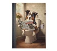 Puzzles pour Adultes Australian Shepherd Toilet Casse-têtes pour Adolescents, Jeux De Réflexion, Analyse Et Logique, Cadeaux pour Amis Et Famille 52x38cm/1000pcs