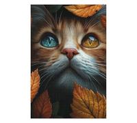 Puzzles pour Adultes Autumn Leaves and Orange Tabby Cat Puzzle pour Adultes - Jeu Manuel - Améliore La Mémoire - Cadeaux d'anniversaire Et Cadeaux Uniques 75x50cm/1000pcs
