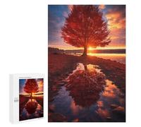 Puzzles pour Adultes Autumn Sunset Reflections Puzzles pour Adolescents Cadeau d'anniversaire Stimule Le Cerveau Jeu Stimulant Cadeaux 1000 PCS
