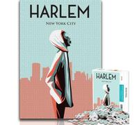 Puzzles pour Adultes avec Affiche Harlem New York, 1000 pièces, Jeu Familial Anti-Stress, défi Difficile, Cadeaux du Père Noël Secret, 50x75cm