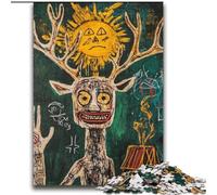 Puzzles pour Adultes avec tête de Mort et Couronne, Style Basquiat 2000 Puzzles Anti-Stress, Vacances à la Maison, Tue Le Temps avec Affiche et fiche de Questions Assorties (70x100cm)