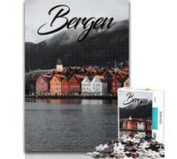 Puzzles pour Adultes Bergen, Norvège, 1 000 pièces, pour Adolescents, idée Cadeau d'anniversaire, Jeu Familial et Passe-Temps, 75x50cm