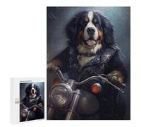 Puzzles pour Adultes Bernese Mountain Dog Biker Puzzle pour Adultes - Décoration Murale - Idéal comme Cadeau 500 PCS