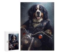 Puzzles pour Adultes Bernese Mountain Dog Biker Puzzles pour Adultes - Jeu Manuel - Décoration Murale - Cadeaux d'anniversaire Et Cadeaux Uniques 300 PCS