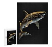 Puzzles pour Adultes Black and Gold Shark Puzzle pour Adultes, Jeu De Réflexion, Une Œuvre d'art, Activités Amusantes À La Maison, 500 PCS