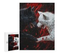 Puzzles pour Adultes Black and White Wolves Puzzle : Jeu Manuel Amusant Et Humoristique, Cadeau d'anniversaire, Cadeaux, 500 PCS