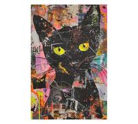 Puzzles pour Adultes Black Cat Halloween Art Print Puzzles Jeux Relaxants Découpe De Précision Cadeaux pour Les Amis Et La Famille 1000pcs(75x50cm)