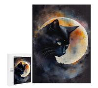 Puzzles pour Adultes Black Cat Lunar Eclipse Puzzle pour Adultes - Décoration Murale - Idéal comme Cadeau 500 PCS