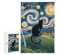 Puzzles pour Adultes Black Cat Starry Night Art Puzzles pour Adultes - Jouets À Monter Soi-même, Amusants Et Originaux - Cadeaux Uniques pour Un Anniversaire Ou Noël 1000 PCS