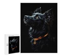 Puzzles pour Adultes Black & Gold Australian Shepherd Puzzle pour Adultes, Jeu De Réflexion, Une Œuvre d'art, Activités Amusantes À La Maison, 500 PCS