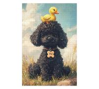 Puzzles pour Adultes Black Poodle with Yellow Duck -2 Puzzles pour Adolescents, Jouets Anti-Stress, Décoration Murale, Cadeaux Uniques pour Anniversaire Et Noël 1000pcs(75x50cm)
