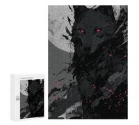 Puzzles pour Adultes Black Wolf Moonlit Night Puzzle pour Adolescents Améliore La Mémoire Difficile Et Stimulant Idéal comme Cadeau 300 PCS