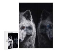 Puzzles pour Adultes Black Wolf with Blue Eyes Puzzle pour Adultes, Jeu De Réflexion, Décoration Murale, Activités Amusantes À La Maison, 500 PCS
