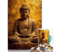 Puzzles pour Adultes Bouddha doré 1000 pièces pour Adultes, Anti-Stress, Vacances, Tuer Le Temps, décoration d'intérieur (Taille 75x50cm)