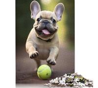 Puzzles pour Adultes Bouledogue français Animal Ball Puzzle 500 pièces Puzzles en Bois Convient aux Adultes Puzzle Casse-tête (52x38cm)