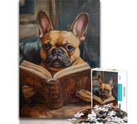 Puzzles pour Adultes Bouledogue français Buvant du café 1000 pièces Puzzles pour Adolescents et Adultes, Jouets éducatifs d'apprentissage Décoration d'intérieur Unique et Cadeaux 26x38cm