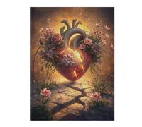 Puzzles pour Adultes Broken Heart with Flowers Puzzles pour Adultes : Jeux Relaxants, Défis Difficiles, Cadeaux d'anniversaire Et Cadeaux Uniques 52x38cm/1000pcs