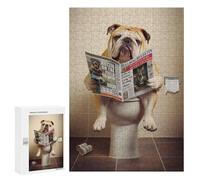 Puzzles pour Adultes Bulldog on The Toilet Puzzles pour Adultes - Décoration Murale - Cadeaux Souvenirs pour Vos Proches 300 PCS